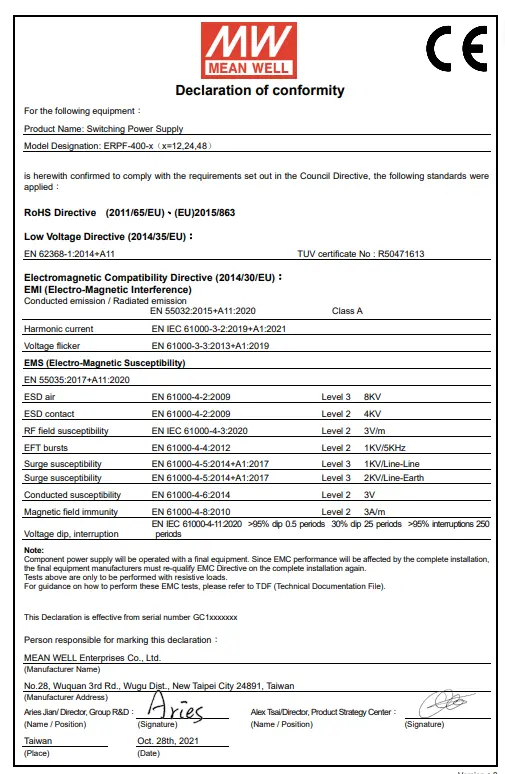 Y SIGNS LED Quality Certificate