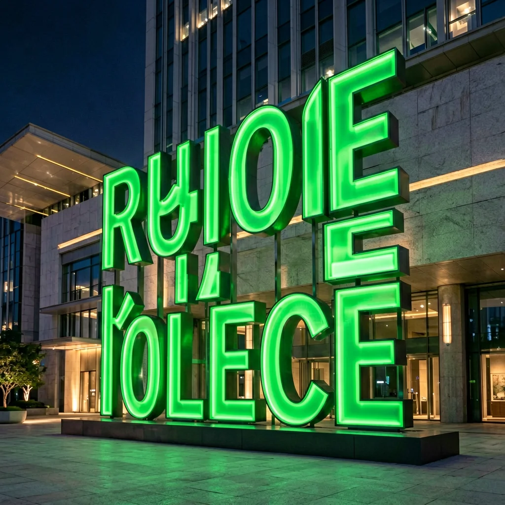 Architectural Signage - Monumental signage installation integrated into modern building facade