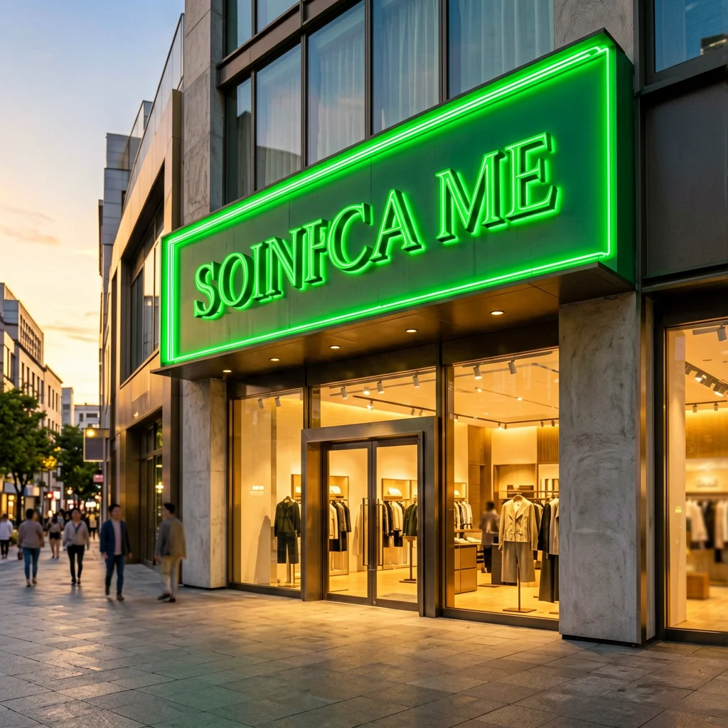 Retail & Storefront Signage - Sidewalk view of illuminated storefront sign attracting customers on commercial street
