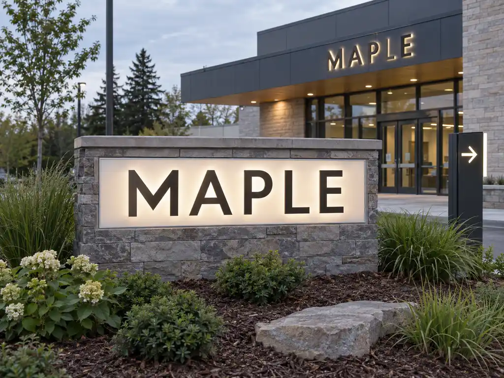 Stone-Base Monument Sign and Bilingual Facade Letters for a Canadian Library & Cultural Centre — Canada signage project detail 1