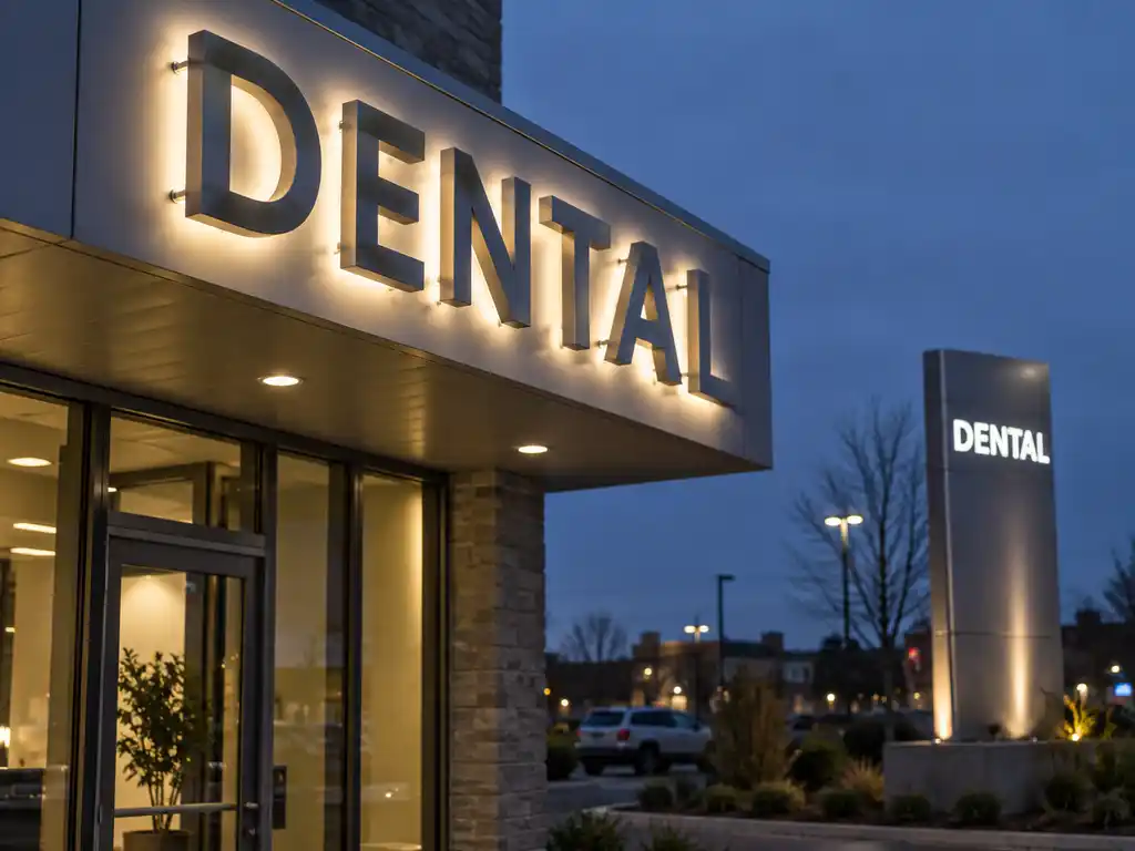 Bilingual Facade Letters and a Freestanding Pylon Sign for a Canadian Dental Clinic — Canada signage project detail 1