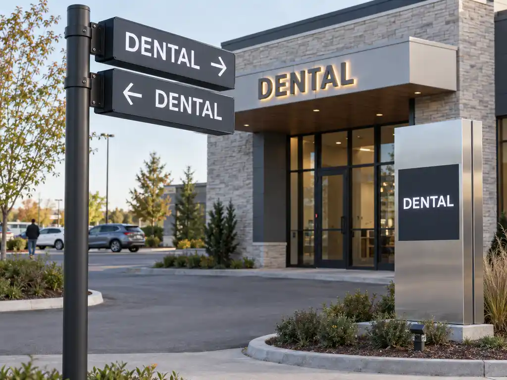 Bilingual Facade Letters and a Freestanding Pylon Sign for a Canadian Dental Clinic — Canada signage project detail 3