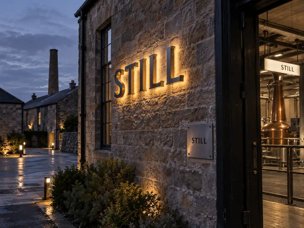 Exterior Illuminated Letters, Wayfinding and Safety Signage for a UK Distillery Visitor Centre — United Kingdom signage project detail 2