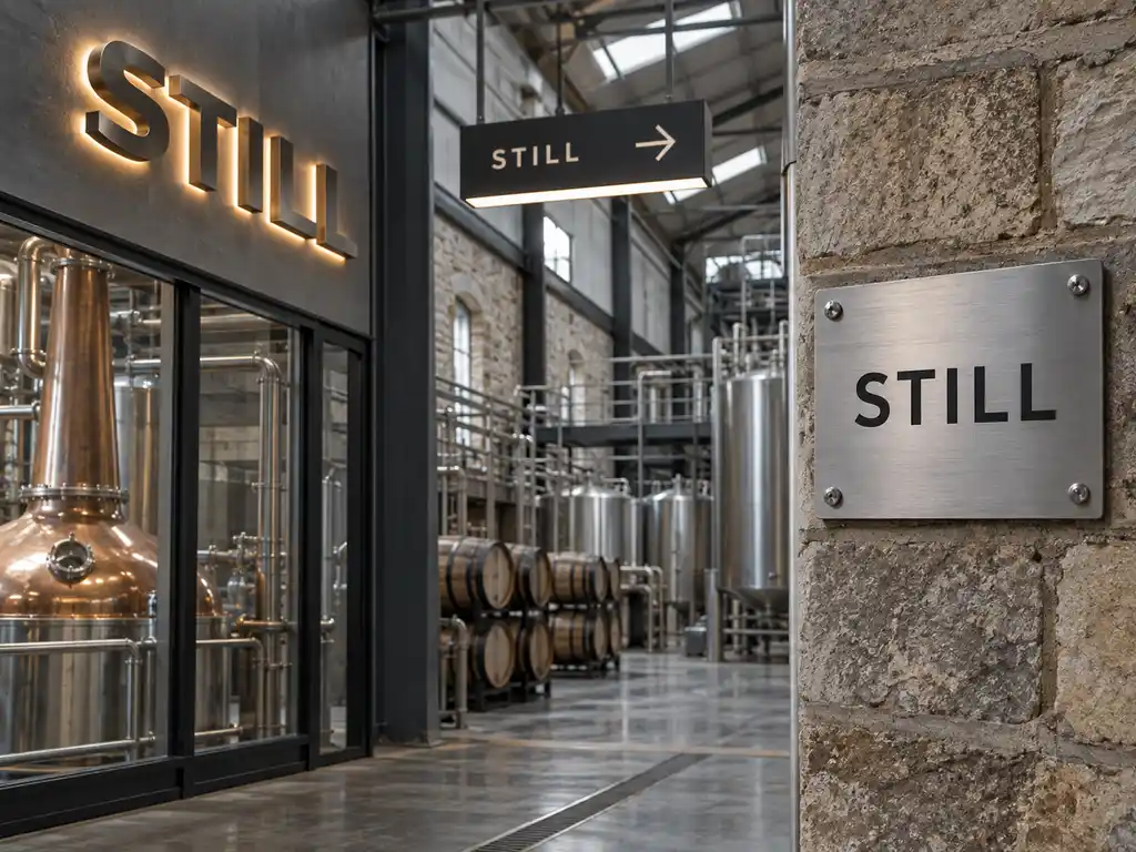 Exterior Illuminated Letters, Wayfinding and Safety Signage for a UK Distillery Visitor Centre — United Kingdom signage project detail 3