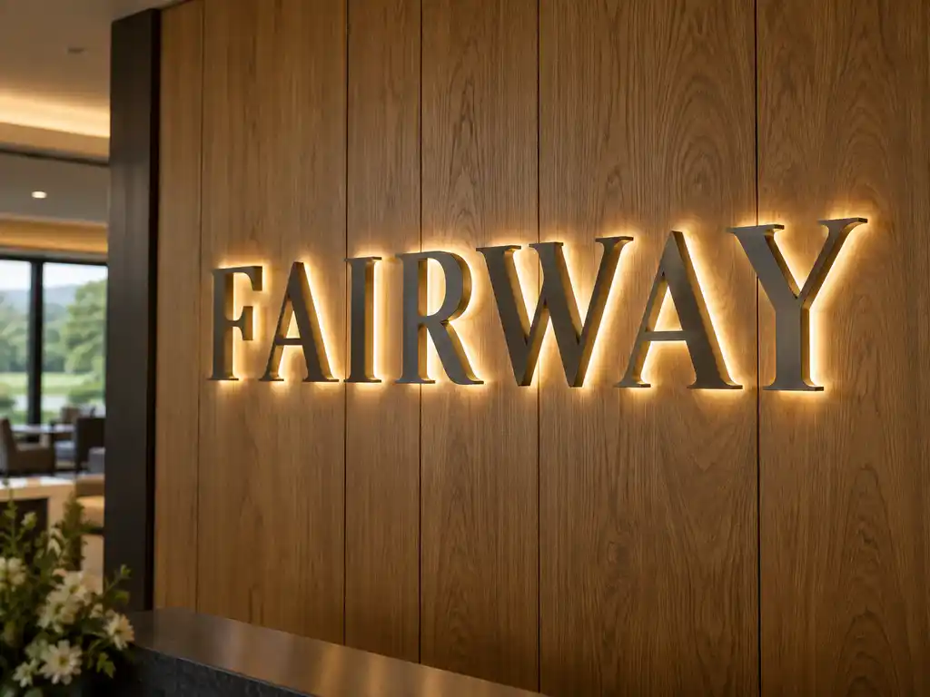 Clubhouse Logo Wall and Entrance Canopy Letters for a UK Golf Club — United Kingdom signage project detail 1