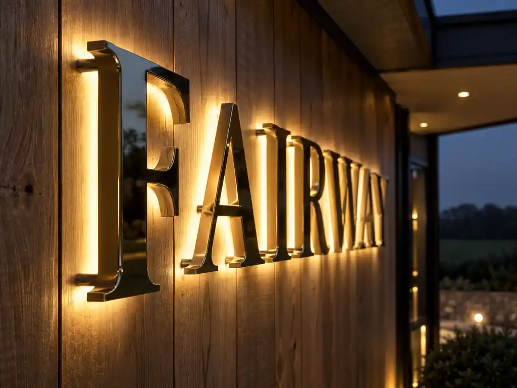 Clubhouse Logo Wall and Entrance Canopy Letters for a UK Golf Club — United Kingdom signage project detail 3