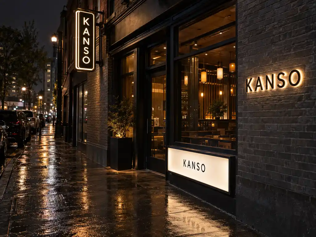 Neon Blade and Illuminated Kanji Facade Signs for a Japanese Izakaya Chain — United States signage project detail 3