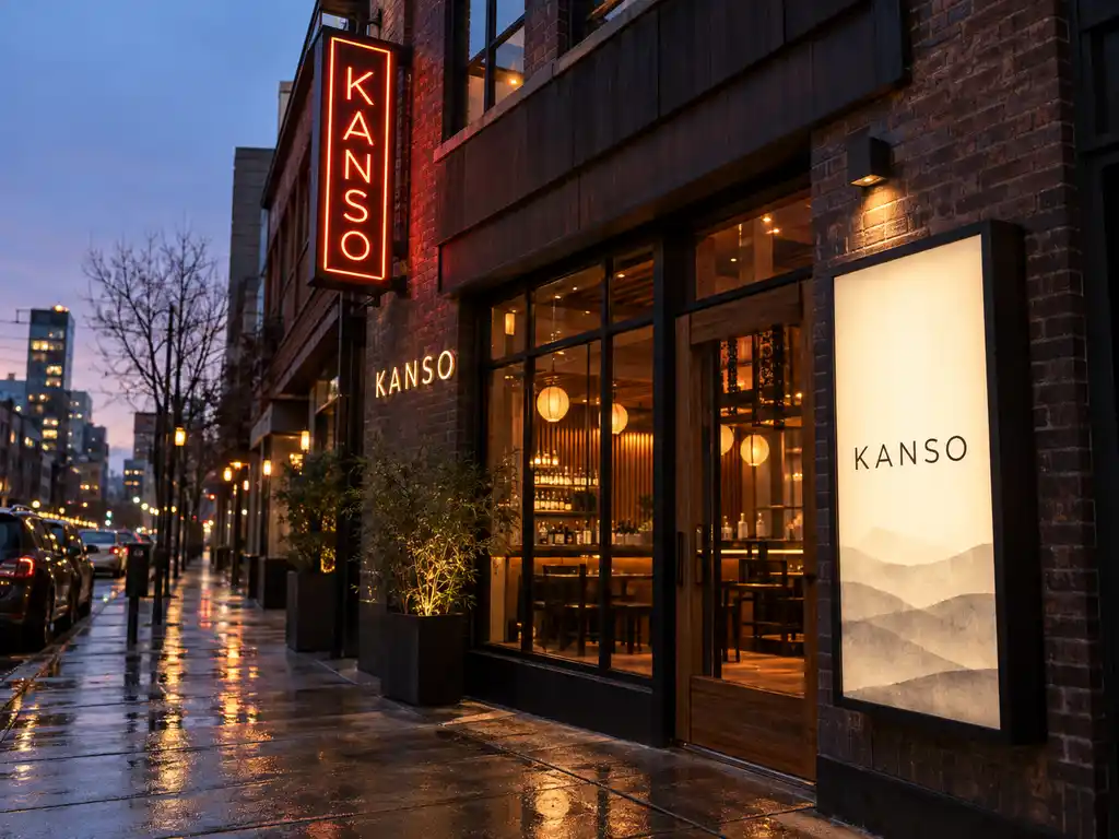 Neon Blade and Illuminated Kanji Facade Signs for a Japanese Izakaya Chain — United States illuminated signage project photo
