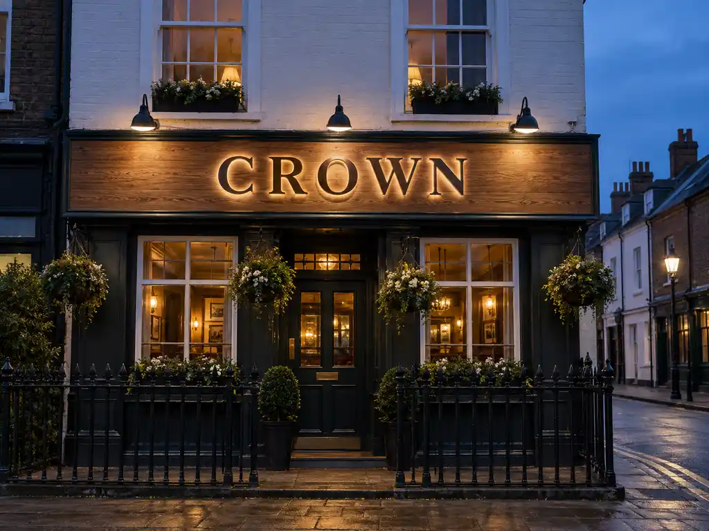 Traditional Illuminated Fascias and Timber-Face Letters for a UK Pub Chain — United Kingdom illuminated signage project photo
