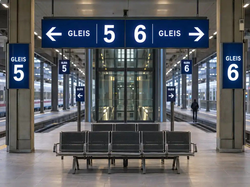 Railway Station Wayfinding and Departure Panels for a German Transport Hub — Europe signage project detail 1
