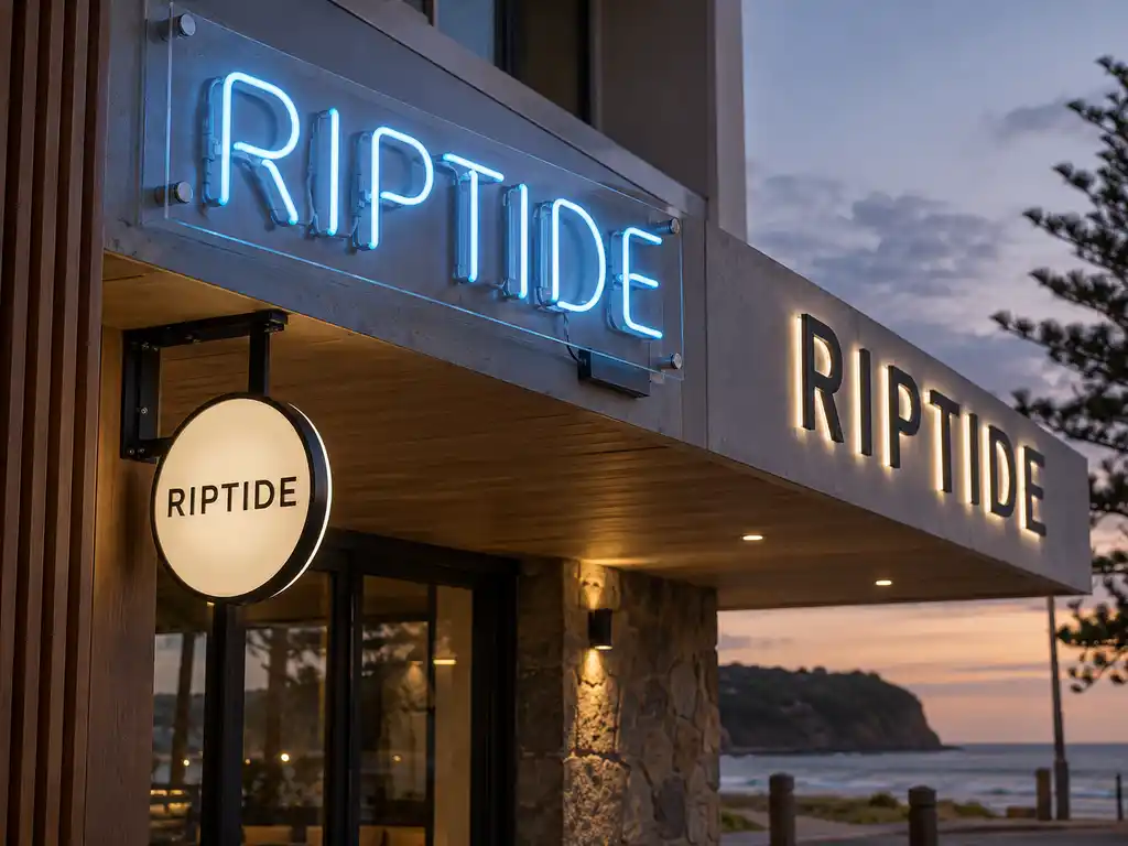 Neon Wall Sign and Projecting Blade Sign for an Australian Surf Club — Australia signage project detail 1