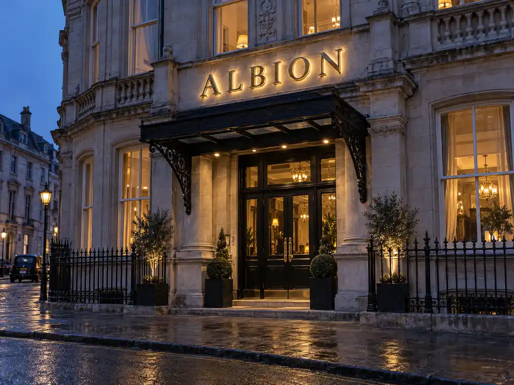 Halo-Lit Metal Letters for a UK Hotel Facade — United Kingdom illuminated signage project photo
