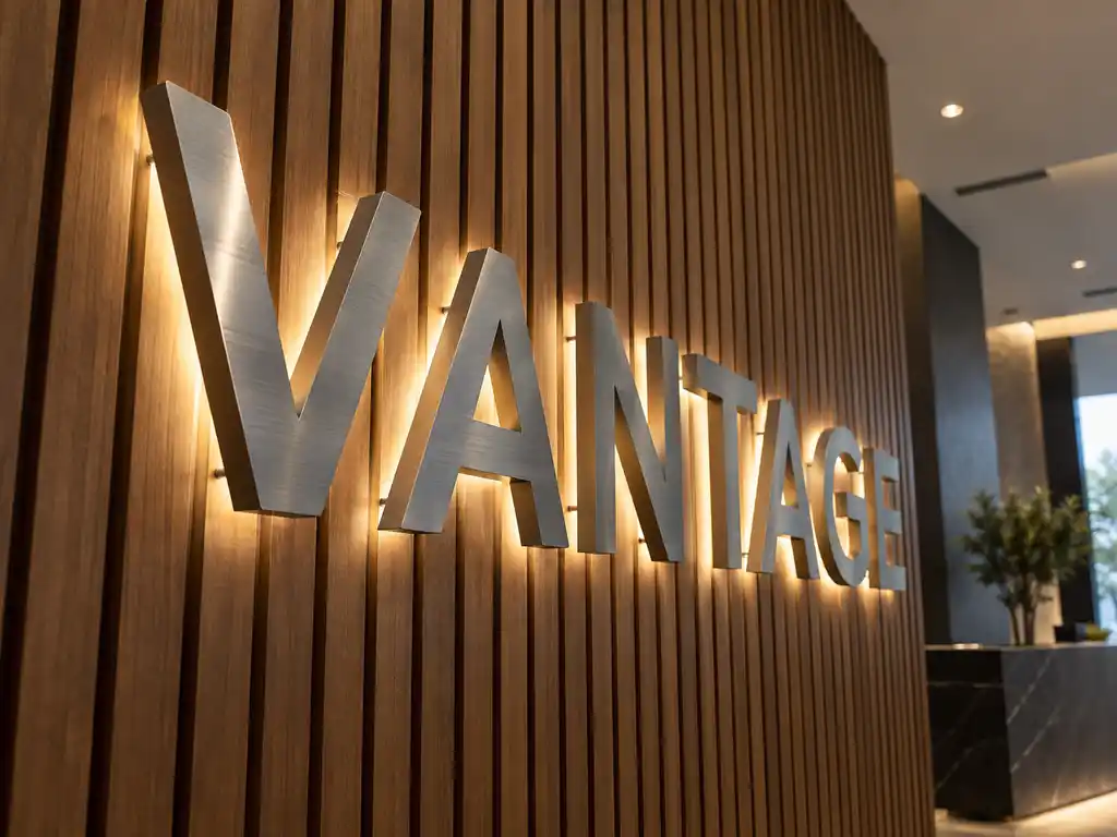 Illuminated Brand Letters and Reception Wall Signage for a US Headquarters Lobby — United States signage project detail 1