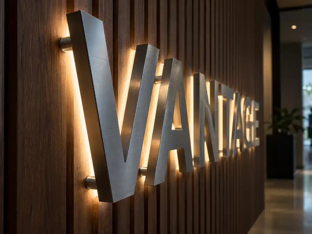 Illuminated Brand Letters and Reception Wall Signage for a US Headquarters Lobby — United States signage project detail 2