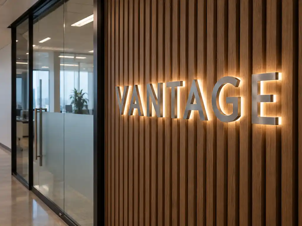 Illuminated Brand Letters and Reception Wall Signage for a US Headquarters Lobby — United States signage project detail 3