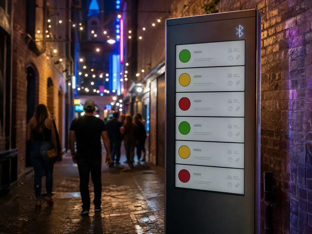 Dynamic e-ink wayfinding blade with real-time venue occupancy