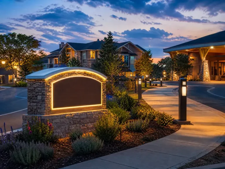 Senior Living Campus Wayfinding and Illuminated Address System for a US Continuing Care Community — signage case study