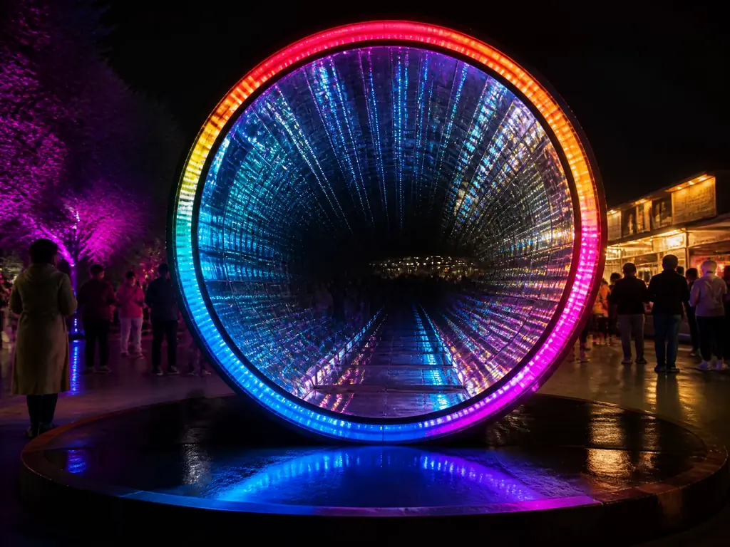 Infinity mirror portal marker with addressable LED ribbon, IP68 base