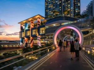 Transit-Oriented Development Wayfinding: Curved Light Boxes and Infinity Mirror Identity for a Singapore MRT-Integrated Precinct — Y SIGNS LED project case study